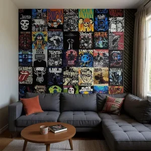 Custom Interior Wall Decoration Wallpaper Rock Band Posters and Album Art Design Wallpaper