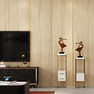 Custom Length Wooden Grain Noise Reducing Wall Paper Vinyl Heat Insulation Self Adhesive Wallpaper for Commercial Use