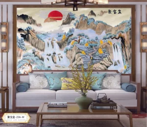 Custom Living Room Home Decoration Wall Paper Silk Chinoiserie Embroidery Hand Painted 3D Mural Wallpaper for Walls