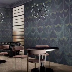Custom Luxury Geometric Paper Wallpaper Mural Dark Blue Gold Art Decor Pattern Wall Art Commercial Space Home Durable Non-Toxic