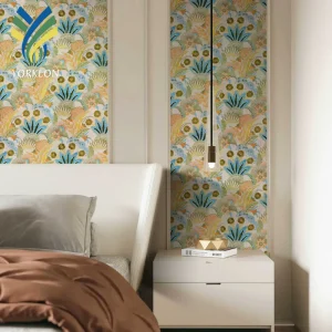 Custom Luxury Grasscloth Sisal Fabric Textured Flower Floral Chinoiserie Embroidered Mural Wall Decorative Wallpaper For Bedroom