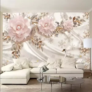 Custom Luxury Wallpaper European Style Jewelry Decoration Mural TV Bedroom Background 3D Flower Wallpaper