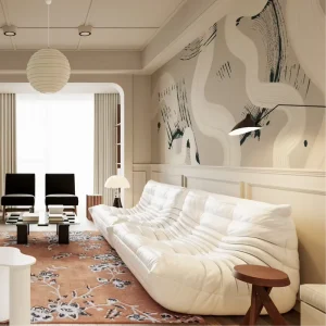 Custom Modern Abstract Wallpaper Neutral Tone Line & Brushstroke Pattern Wall Art for Home Commercial Space Durable Non-Toxic