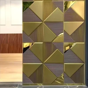 Custom Modern Interior Wall Decorative PVC 3D Wall Panel Gold Easy Installation Waterproof Plastic Wall Decoration