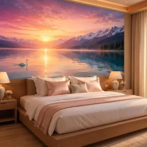 Custom Mountain Lake Wall Mural 3D Nature Landscape Wallpaper for Hotel Lobby Home Decor