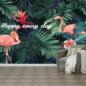 Custom Mural Plants Animals Tropical Forest Design Removable Waterproof Peel and Stick Paper Wallpaper Bedroom Exterior Hospital