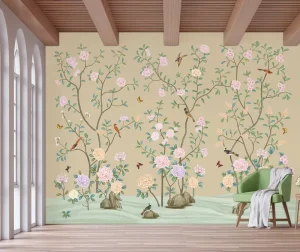 Custom Mural Wallpaper Chinese Fine Brushwork Bird and Flower Classic Art for Home Living Room Wall Decoration
