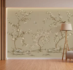 Custom Mural Wallpaper Traditional Chinese Fine Brushwork Bird and Flower for Home Commercial Space Decor