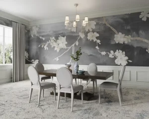 Custom Mural Wallpaper Wallcoverings Flower Plant Canvas Removable Self Adhesive Peel and Stick 3D Mural Wall Paper