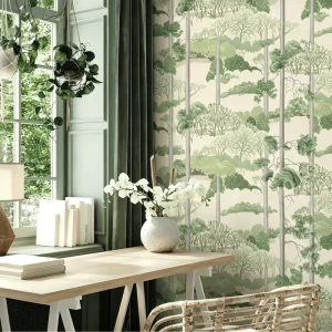 Custom Nature Forest Pine Tree Mural Wallpaper Eco friendly Non woven Wall Covering for Living Room Bedroom Commercial Decor