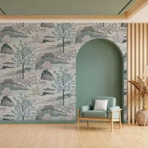 Custom Nature Landscape 3D Wall Mural Hotel Project Public Space Fireproof Wallpaper PVC Wallcovering Fabric Backed Vinyl