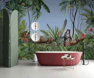 Custom Nature Landscape Tropical Jungle Wallpaper Mural Plant Animal Figure Papiers Peints Murals 3d Wall Decor Mural Wall Paper