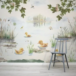 Custom Nature Wildlife Duckling Squirrel Butterfly Pattern Wall Mural Wall Decor for Kids Bedroom Playroom Preschool Durable