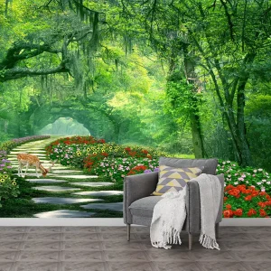 Custom Paper Wall Cloth Waterproof Retro Plant Bird Tropical Jungle Landscape Wallpaper Interior Wall Art Decor for Dining Rooms