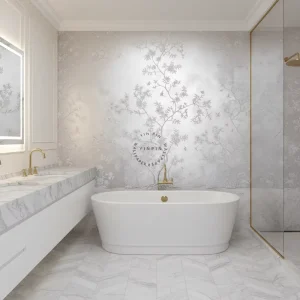 Custom Pattern Silver Paper 3D Mural Modern Botanical Waterproof Luxury Art Wall Decor Easy DIY Installation Bedroom Living Room