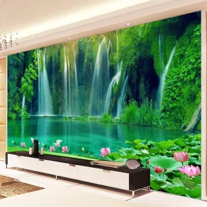 Custom Photo Wall Paper 3D Waterfall Landscape Painting Living Room TV Backdrop Mural Wall Covering Custom Wallpaper