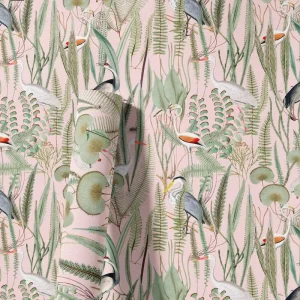 Custom Pink Tropical Crane Palm Leaf Wallpaper Waterproof Removable Peel and Stick Wall Covering Roll for Home Decoration