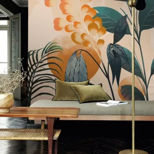 Custom Plant Floral Wall Paper PVC Vinyl Non Woven Fabric Self Adhesive Rolls Mural 3D Peel and Stick Wallpaper