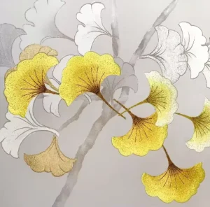 Custom Printed Chinoiserie Botanical Flower Bird Embroidery Silk Wallpaper Mural Chinese Nature Landscape Wall Mural