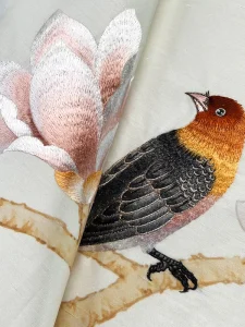 Custom Printed Hand Painted Flower Bird Embroidery Chinoiserie Wallpaper Mural Nature Landscape Chinese WallPaper Mural
