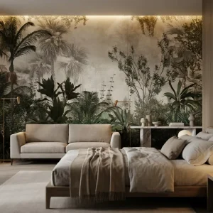 Custom Printed Modern Embossed Waterproof Anti-static Peel Stick Wall Mural for Bedroom Hotel Household Use
