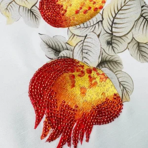 Custom Printing Chinese Nature Landscape Plant Floral Bird Butterfly Wall Paper Mural Bead Embroidery Silk Wallpaper Mural