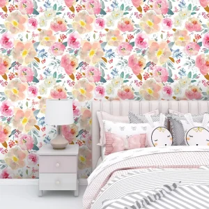 Custom Printing Embossed Gold Foil Self Adhesive Peel and Stick Fabric Non Woven Wall Paper 3D Home Decoration Mural Wallpaper