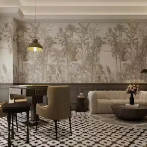 Custom Printing Modern Tropical Floral Fabric Wallpapers for Household & Office Use Easy Installation Moisture Proof 3D Mural