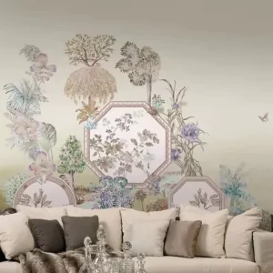Custom Printing Mural Wallpaper Natural Material Grasscloth Flower Luxury Wall Paper Home Decor for TV Background Living Room