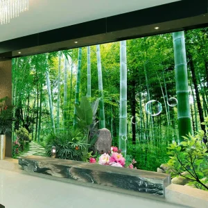 Custom Self Adhesive 3D Mural Bamboo Forest Small Road Wallpaper Non Woven Living Room Sofa Bedroom TV Background Wall Painting