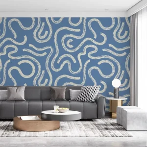 Custom Self Adhesive Waterproof Modern Bedroom Wall Decoration Geometry Graffiti Swirl Abstract Mural Wallpaper Easy DIY