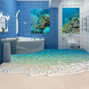 Custom Self-adhesive Floor Mural Photo Wallpaper 3d Seawater Wave Printing 3d Floor Stickers
