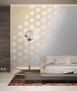 Custom Size Gold Accented Geometric Relief Wallpaper Metallic Wall Mural for Living Room Feature Hotel Lobby Renovation