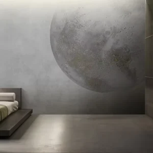 Custom Size Gold Trim Moon Relief Wallpaper Luxury Textured Modern Interior Design Mural Peel and Stick Bold Hotel Wall Covering