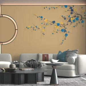Custom Size Plum Flower Embroidery Wallpaper Wall Covering for Hotel Decor Living Room TV Background Wall Home Interior