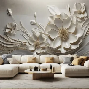 Custom Size Simple 3D Embossed Flowers Wallpaper Creative Wall Art Large Mural Paper Peel and Stick Decor Home Improvement