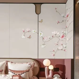 Custom Super High Quality 3D Embossed Printing Eco-Friendly Wall Mural Floral Bird Design for Bedroom Living Room Easy DIY