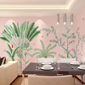 Custom Wall Decor Embroidered Chinese Style 3D Floral Tropical Mural Bedroom Wall Decoration Wallpaper