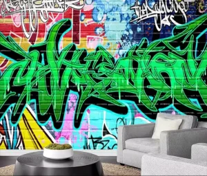 Custom Wall Mural Hip Hop Spray Paint Graffiti Wallpaper Street Art Cityscape Removable Wall Sticker Mural