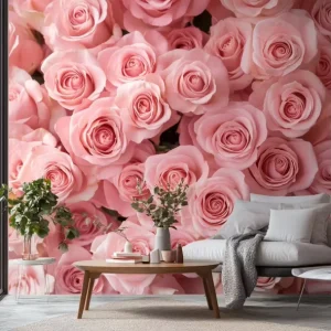 Custom Wall Mural Pink Roses 3d Wallpaper Fresh Flower Living Room Wall Decor
