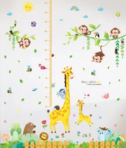 Custom Wall Sticker Cute Height Animal Wallpaper Sticker for Kids