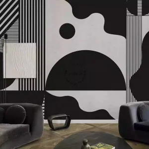 Custom Wallpaper Black and White Simple Geometric Abstract Wallpaper Home Decoration