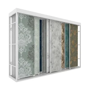 Custom Wallpaper Display Rack Metal Sample Stand Fabric Wallcovering Showcase for Showroom