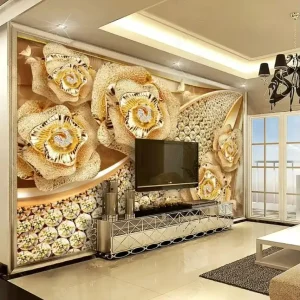 Custom Wallpaper Jewelry Embossed Photo Background Mural Tv Wall Decoration Flower Wallpaper