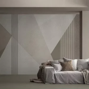 Custom Wallpaper Minimalist Geometric Wall Mural Grey Line Art Pattern Wall Decor for Bedroom Office Easy to Install