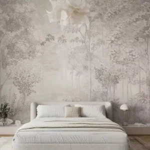 Custom Wallpaper Vintage Sketch Forest Jungle Wall Mural Gray Tree Nature Scenery Wallpaper for Villa Apartment Hotel Restaurant