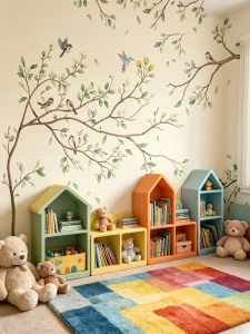 Custom Watercolor Green Leaf and Bird Wallpaper Minimalist Tree Branch Mural for Living Room Bedroom Nursery Home Wall Decoration