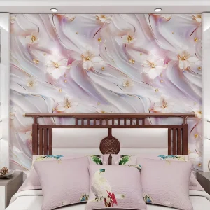 Custom Waterproof 3D Effect Flower Wallpaper for Bedroom Wall Decoration