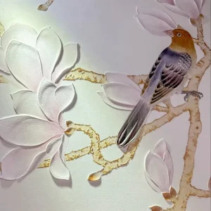Custom Waterproof 3D Embossed Floral Bird Mural Wallpapers for Living Room Home Decor