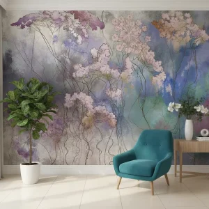Custom Waterproof Home Wall Decoration Colorful Texture Wildflowers Floral Abstract Mural Wallpaper